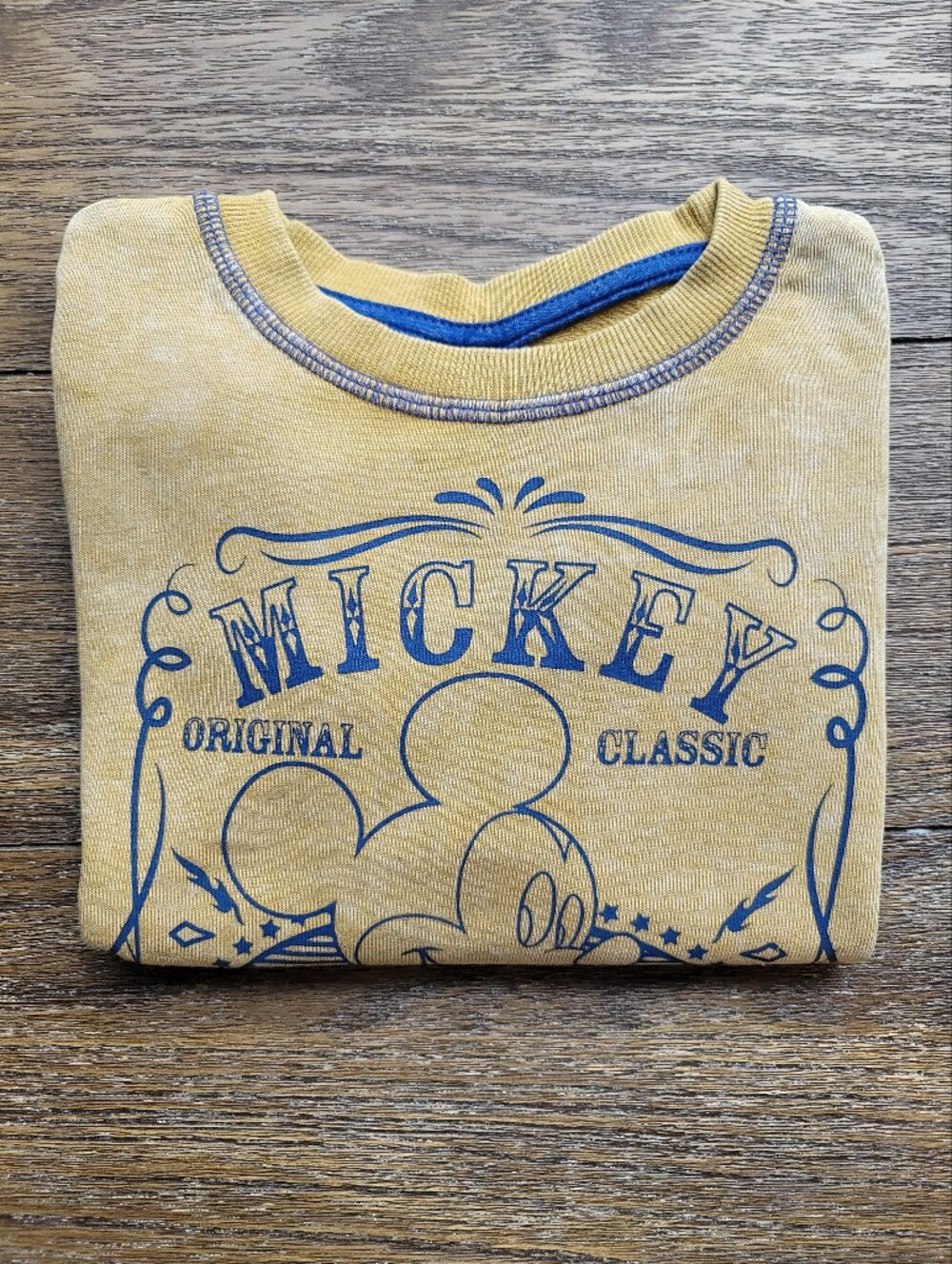 Disney Yellow Kids Sweatshirt with Blue Mickey Graphic